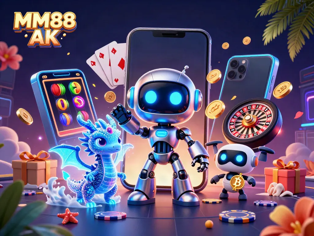 Experience thrilling gameplay at MM88 AK, showcasing vibrant 3D casino elements and characters.