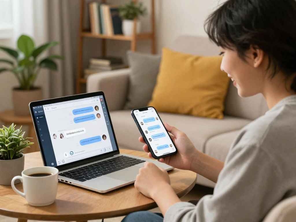 Engaging with spicy chat AI on smartphone in cozy living room environment showcasing technology experience.